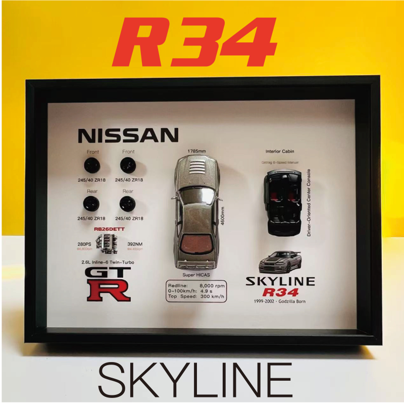 Nissan Skyline Gt-R R34 3D Photo Frame Car Enthusiast Decoration Gift for Boyfriend Jdm Merchandise