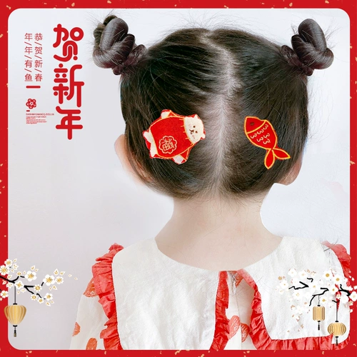 Детский красный аксессуар для волос, челка, резинка, заколка для волос