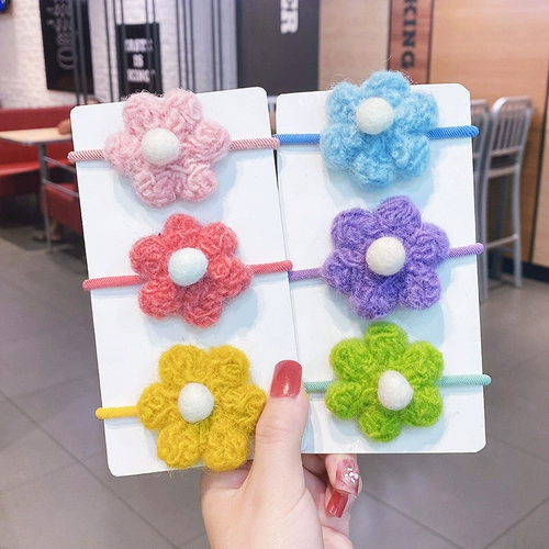 Детский трикотажный милый аксессуар для волос, резинка для волос, в цветочек