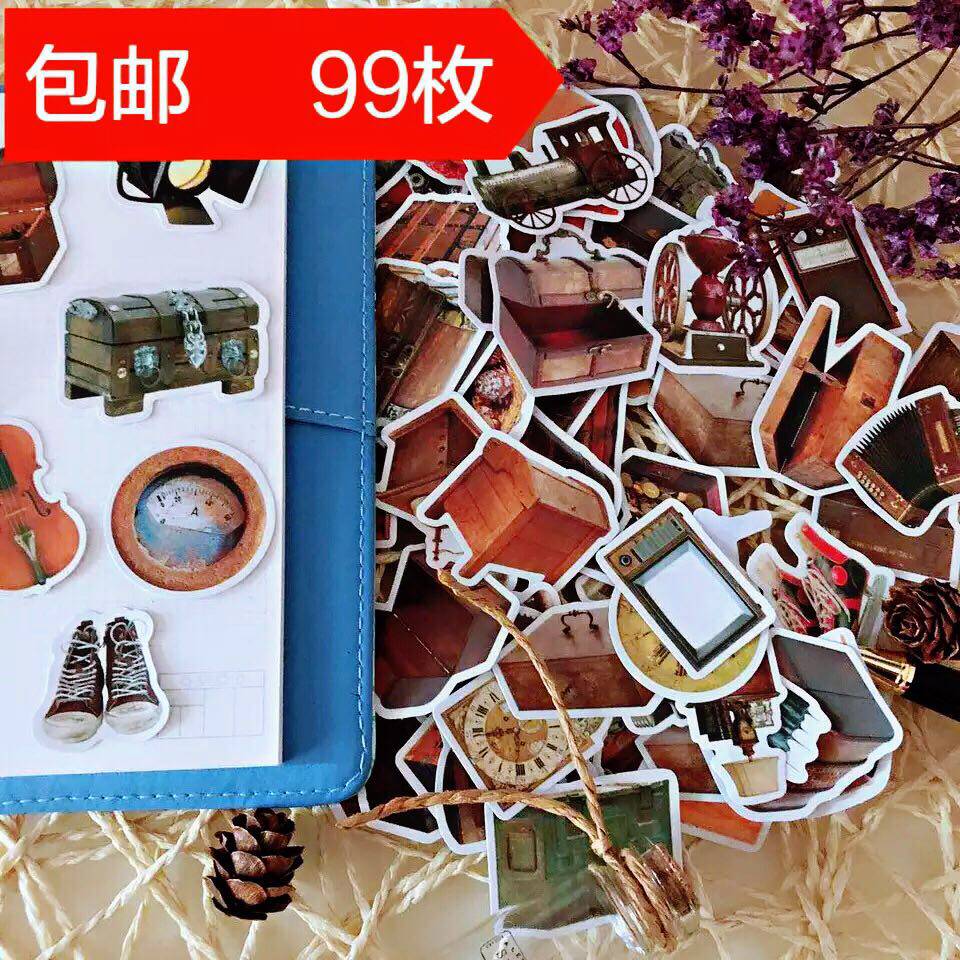 Hand ledger sticker retro hand ledger cute diary album mobile phone paste retro era vintage TN sticker full