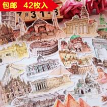 Hand account stickers homemade hand account diary album mobile phone diy paste around the world travel buildings