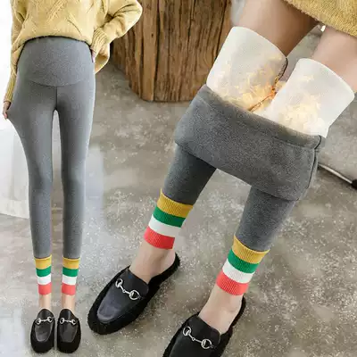 2020 New pregnant women pants autumn and winter fashion plus velvet padded external wear pants Joker pregnant women belly trousers women
