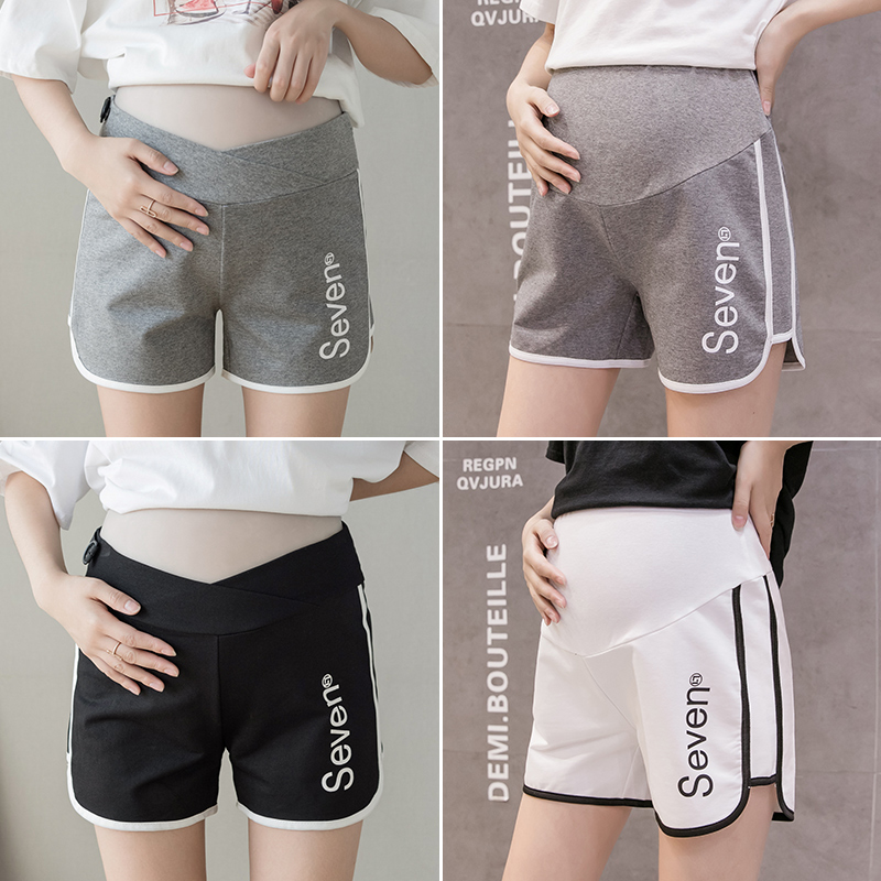 Pregnant woman shorts summer outside wearing thin section 2021 low waist pure cotton new sports pants safety pants inner lap pants hot pants