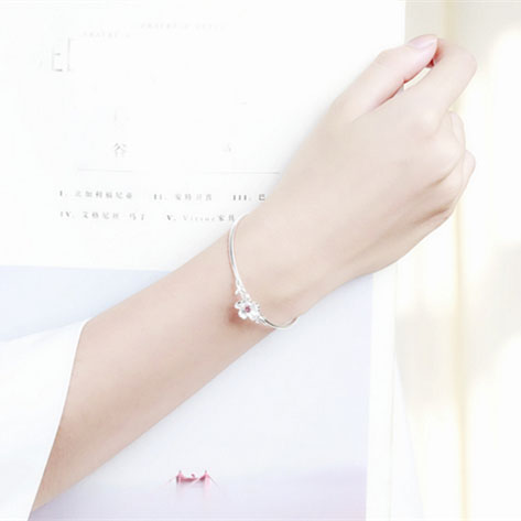 Sakura Bạc Vòng Đeo Tay 925 Sterling Silver Nữ Thần Tính Thái Bạc Vòng Đeo Tay Nhỏ Tươi Mở Flower Bracelet Gửi Bạn Bè Món Quà