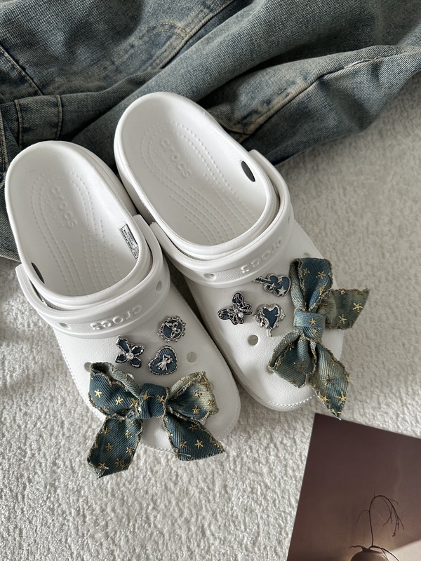 Cowboy Bow-Knot Clog Shoe Accessories Shoe Charms Shoe Buckles Suitable for Crocs Decorative Buckles Shoe Buckles Detachable Accessories