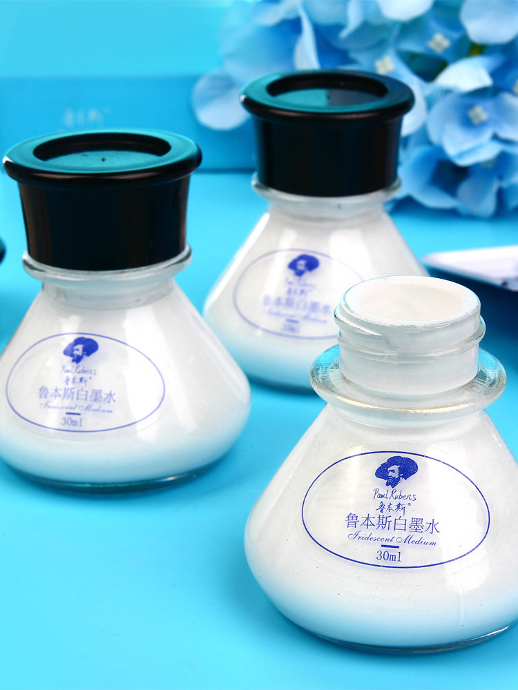 Rubens white ink Watercolor comics Opaque watercolor paint High gloss white comics hand drawn illustration painting starry sky snowflake white ink 30ml Quick-drying ink liquid