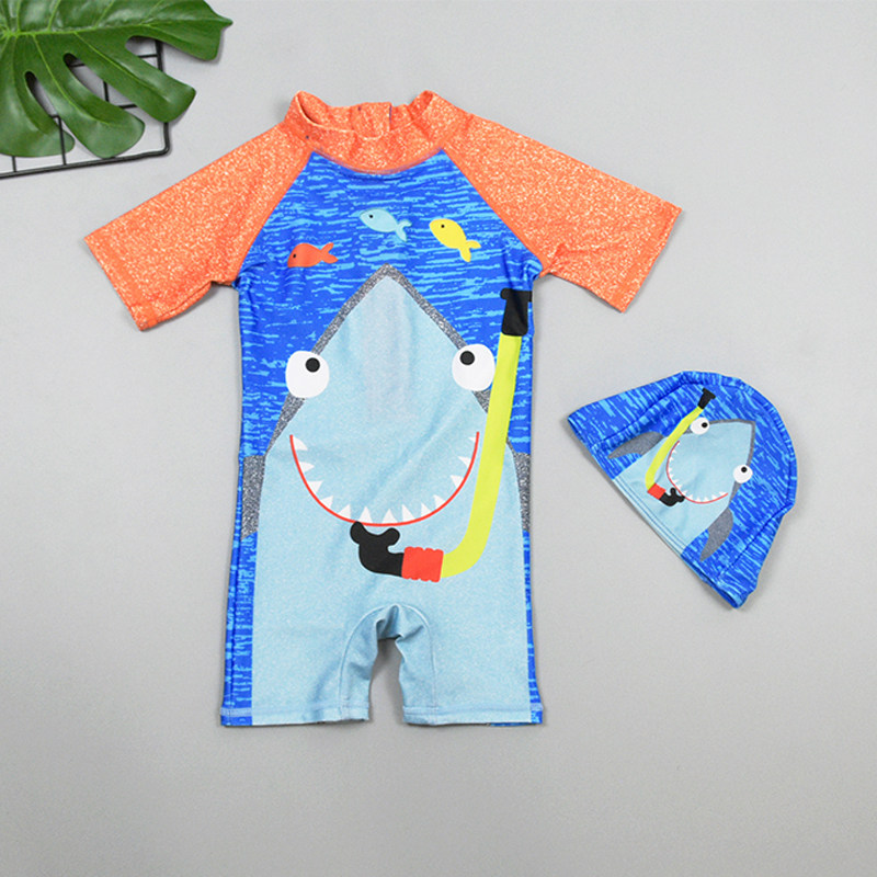 Children's bathing suit boy cute shark baby swimsuit 3-5-year-old boy even swimming trunks suit spa