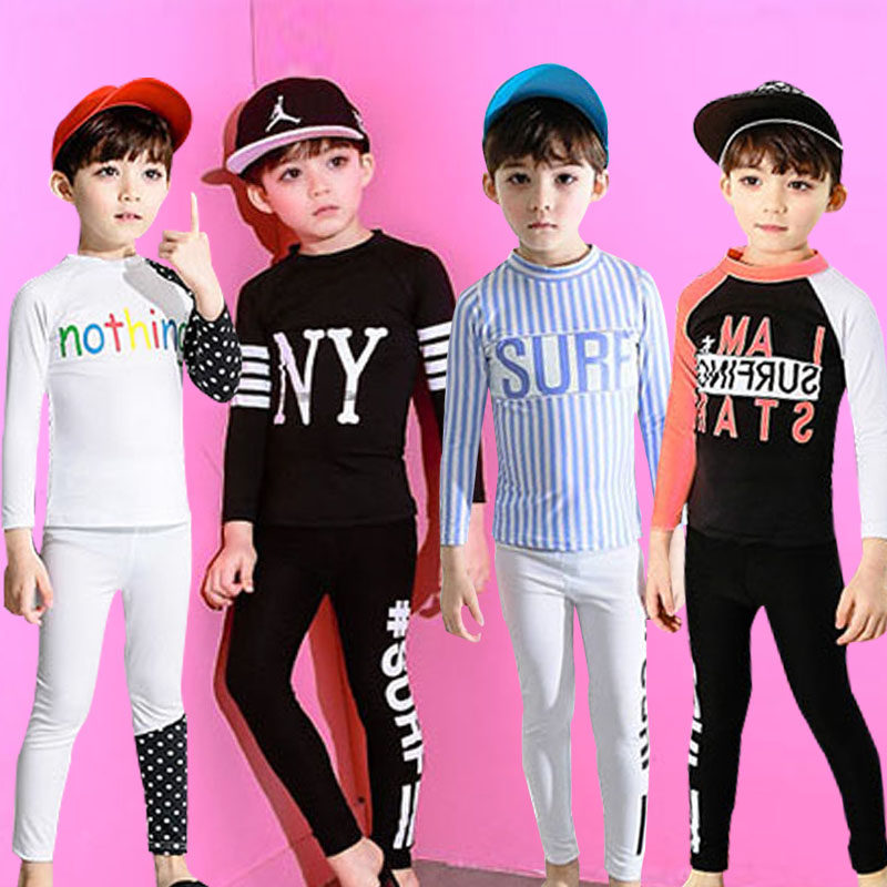 Children's swimsuit boys' boys' boys' boys' long-sleeved split sunscreen girls quick-drying warm fashion Korean surfing wetsuits