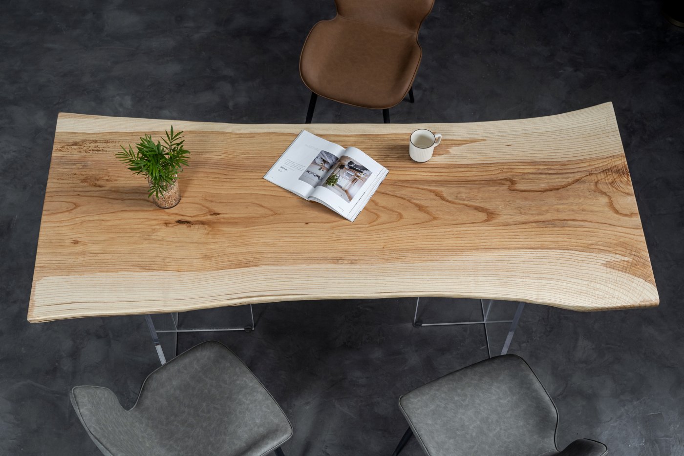 H171 ash wood whole board natural edge dining table tea table desk modern minimalist 190*81 69 82*7
