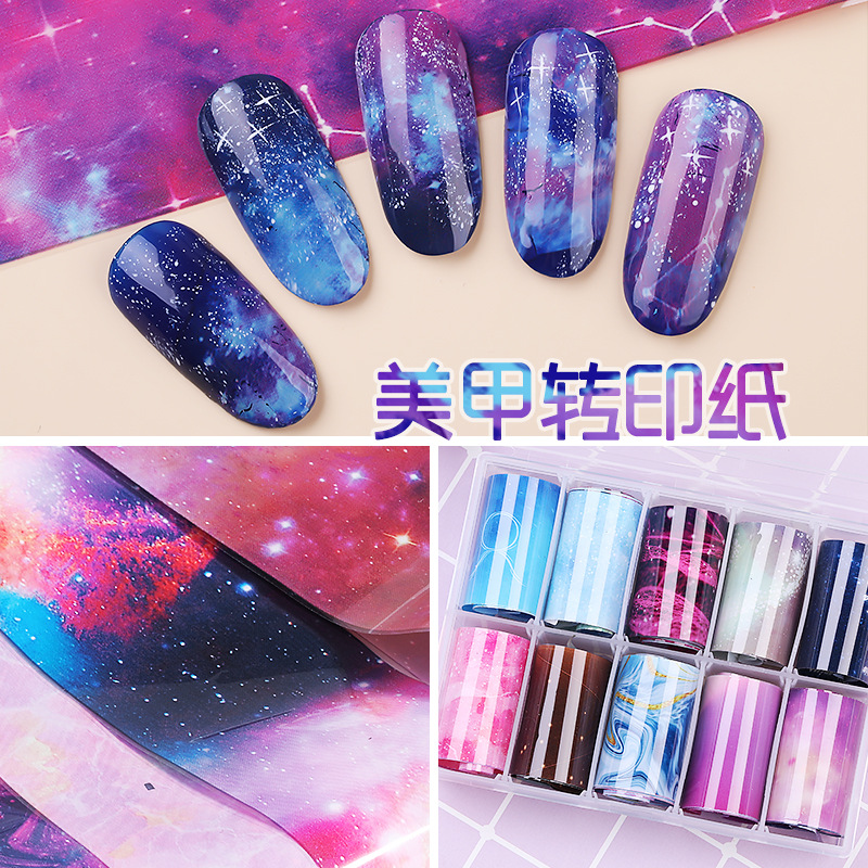 Flowers Butterfly Lace Starry Sky Transfer Printed Paper Sticker Medecor Seven Color Laser Transprint Paper Glass Paper Nail Sticker