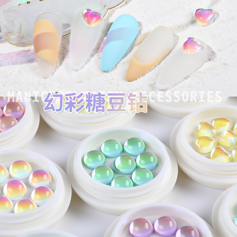 Beauty Nail Color Round Sugar Bean Drill Cat Eyes Water Cryolite Laser Profiled Loving Peach Heart Nail Decoration Stick Drill