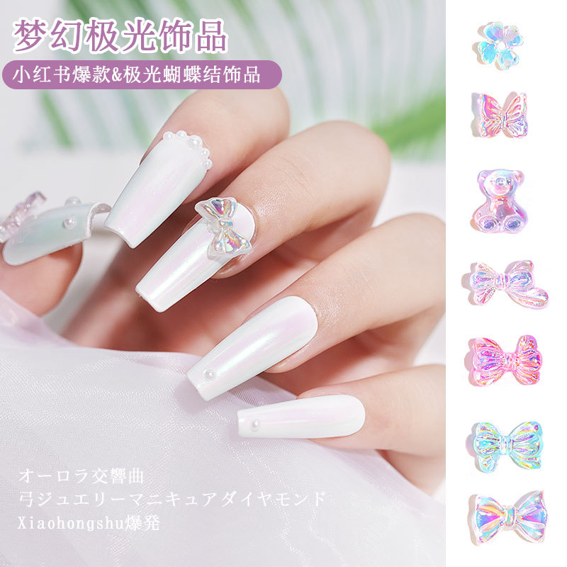 Small Red Book Mericory Magic Color Extremely Light Transparent Solid Soft Candy Small Bear Butterfly Knot Chicks Nail Decorations