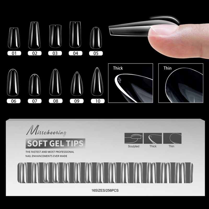 Upturned Nail Correction Nail Tips, Arched Full-Cover Semi-Matte Pointed Square Head, Seamless Transparent Manicure Fake Nail Tips, Boxed