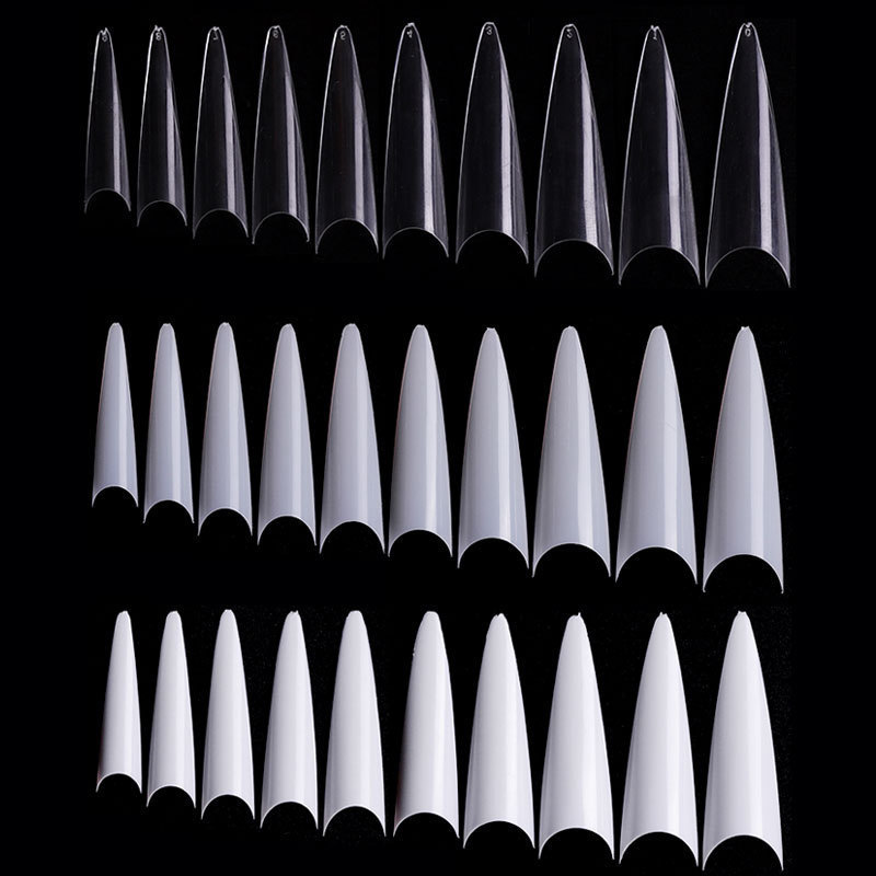 Nail Art Long Pointed Nail Tips French Transparent Salon Ghost Nails Dance Fake Nails Extension Patches Half Patches Shallow Patches