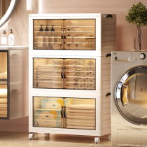 Bathroom storage cabinet living room snack plastic folding storage cabinet home installation-free toy organizer childrens wardrobe