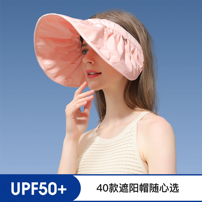 Summer sunscreen sun hat ladies outdoor big brim cover face anti-UV empty top hat wild shell hat