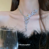Серьги с цирконом, ожерелье, элегантный комплект, модная цепочка до ключиц, аксессуар, изысканный стиль, свадебный аксессуар