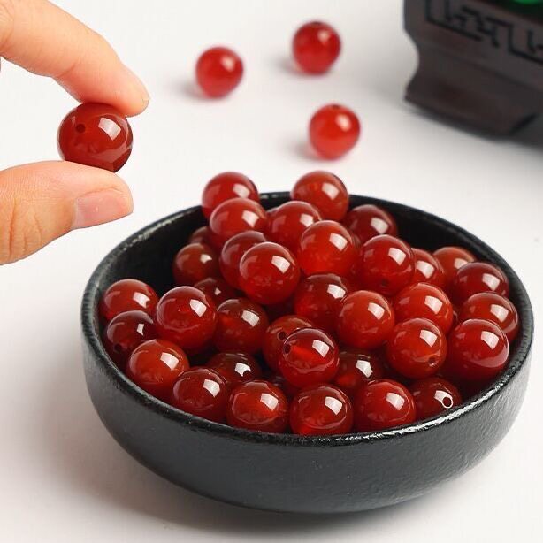 天然の赤瑪瑙ビーズ、ルースビーズ、手作りの瑪瑙ブレスレット、ネックレス、ビーズジュエリーの材料、ビーズアクセサリー。