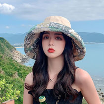 High version fishermans hat female summer Korean version of printed face cover big eaves sun hat sunscreen UV sun hat fashion