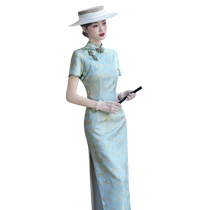 Cheongsam silk mulberry silk high-end young style blue noble and beautiful new Chinese style temperament improved daily wear