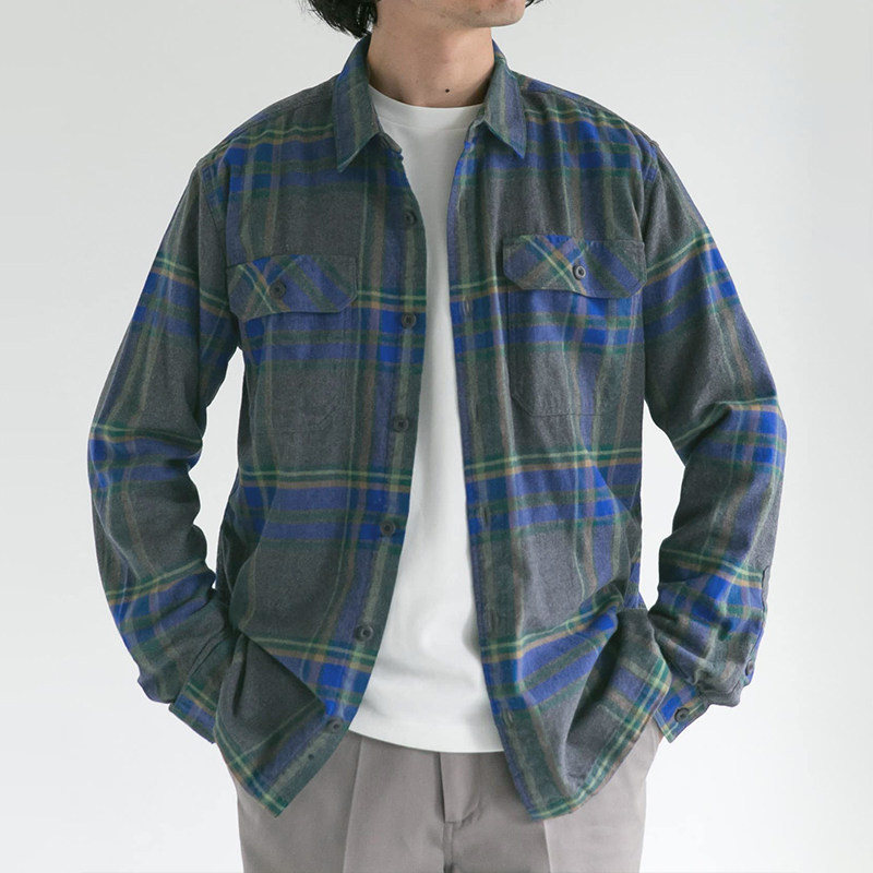 Patagonia Barta Fjord Fjord Flannel male organic cotton flannel plaid shirt 54020 42400