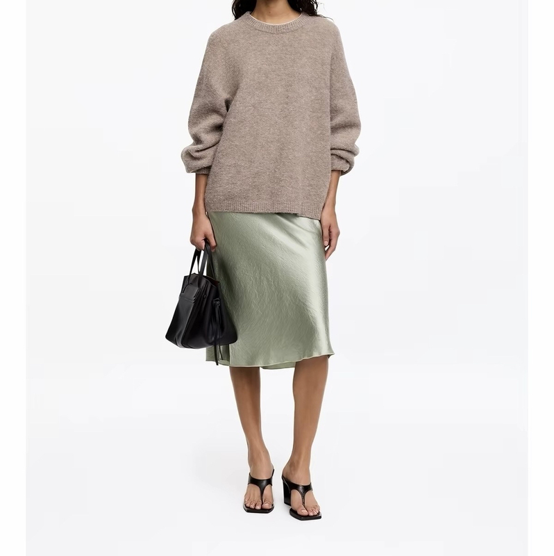 Ark Women's Clothing Imitation Satin Mid-Length Skirt Light Green Autumn New Style 1352752002 Ark Women's Clothing Imitation Satin Mid-Length Skirt Light Green Autumn New Style 1352752002