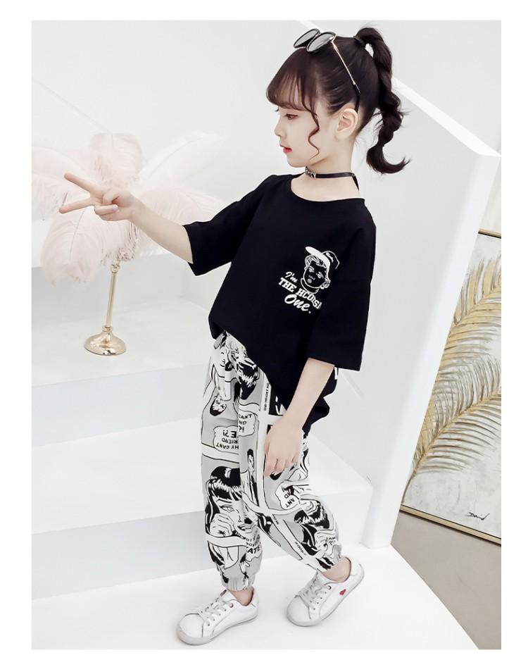 Quần áo trẻ em gái béo thời trang bé phiên bản Hàn Quốc của bộ đồ hai dây rộng bé gái siêu yang hè hợp mốt - Phù hợp với trẻ em quần legging bé gái