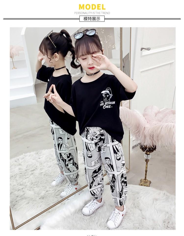Quần áo trẻ em gái béo thời trang bé phiên bản Hàn Quốc của bộ đồ hai dây rộng bé gái siêu yang hè hợp mốt - Phù hợp với trẻ em quần legging bé gái
