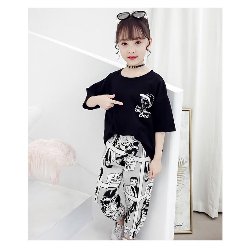 Quần áo trẻ em gái béo thời trang bé phiên bản Hàn Quốc của bộ đồ hai dây rộng bé gái siêu yang hè hợp mốt - Phù hợp với trẻ em quần legging bé gái