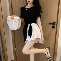 Net red hipster can salt sweet Korean girl wear suit female summer sweet foreign coat short skirt two-piece set