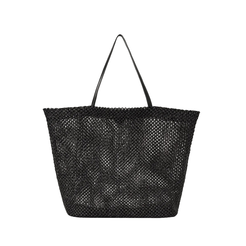 Row Bag Bran Tote Raffia Woven Hollow Tote Bag Women's Handbag Casual Simple Style Shoulder Bag