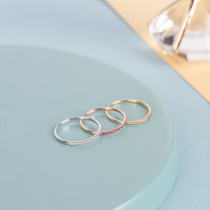 18K gold 10 points Ruby Yellow Blue treasure White Blue treasure straight ring