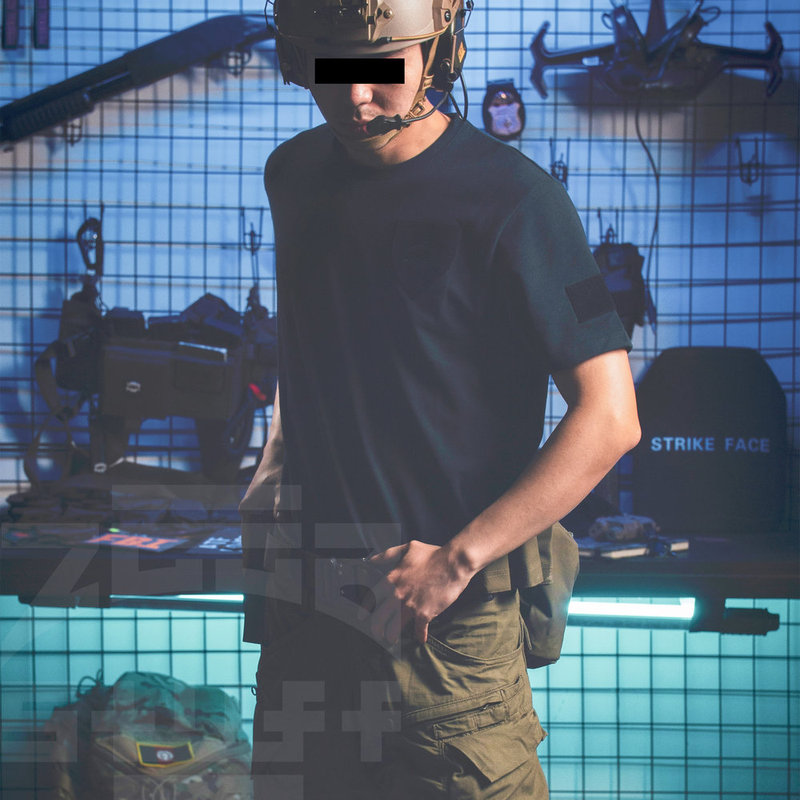 【Zggb】Original "Sol" Deep Navy Blue Military and Police Velcro Identification Physical Training Breathable Tactical T-Shirt