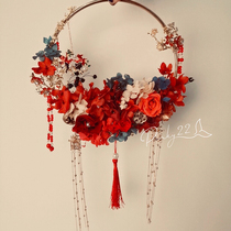 Chinese wedding hand-held hand bouquet Bride wedding handmade high-end custom red Chinese style bridesmaid hand bouquet