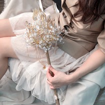 High-end custom crystal scepter hand bouquet bride wedding handmade bouquet Pearl court style pinky22 wedding