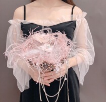 pinky2 original design Pink crown girl heart handmade high-end crystal custom feather hand bouquet