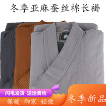 Monk clothing winter silk cotton linen coat mens Monk thick warm long gown cotton linen monk clothing monk robe female