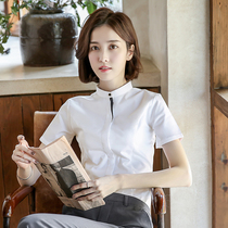European Station short sleeve white shirt female design sense minority summer overalls 2021 New temperament professional wear