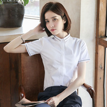 European station short-sleeved white shirt female design sense niche 2021 summer new professional attire temperament jacket