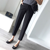 European Station black suit pants women 2021 New straight tube loose hanging feeling thin Joker high waist nine casual