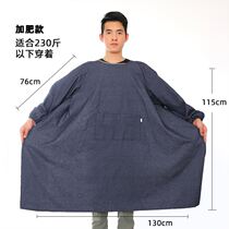Apron size 201 Jin plus fat increase kitchen household work gown kitchen cotton and linen warehouse carry pocket