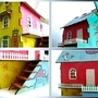 Bức tranh thời thơ ấu đầy màu sắc mô hình ngôi nhà bằng gỗ lắp ráp màu sắc thi công trường thi đấu câu đố dành riêng bán mô hình tĩnh