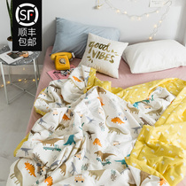  ins wind cartoon cotton air-conditioning quilt literary small fresh washable summer quilt Simple Nordic style pure cotton summer cool quilt