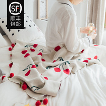 Total Cotton Knit Cotton Thread Blanket Girl Hearts Cherry Strawberry Balls Balls Blanket Afternoon Nap Cover Blanket Shawl Sofa Cover