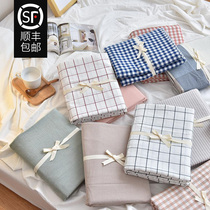  Japanese washed cotton bed sheet sheet single piece Simmons mattress protective cover Pure cotton 1 5 1 8 pure cotton solid color