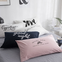 Brief Nordic wind pure cotton washed cotton pillowcase English letter envelope style 48 * 74 full cotton single pillowcase
