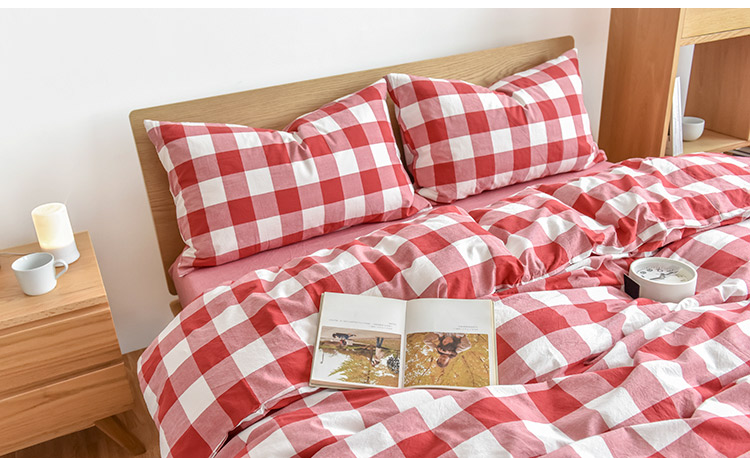Bông rửa bốn mảnh bông đơn giản màu kẻ sọc sọc giường bông quilt quilt trải giường trải giường 笠