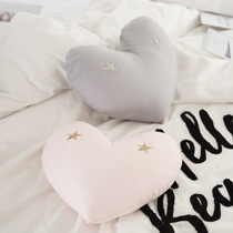 Simple cotton five-pointed star embroidery love pillow contains pillow sofa cushion car pillow removable and washable