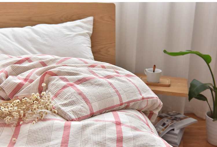 Bông rửa quilt cover Scorpio cotton quilt bìa đơn giản màu rắn sọc kẻ sọc cotton quilt cover bộ đồ giường