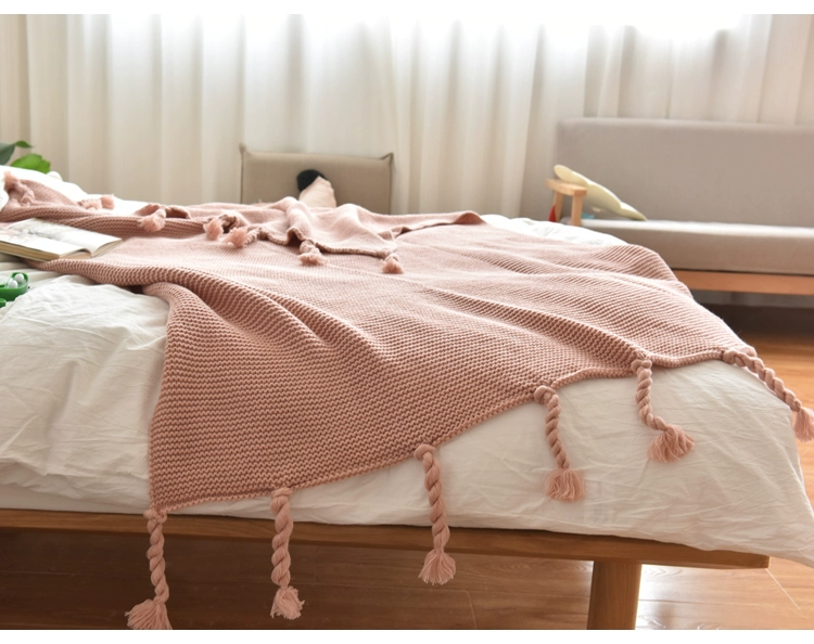 Nordic chăn mùa hè điều hòa không khí nap chăn đơn rắn bìa sofa màu là tay tua chăn văn phòng giản dị - Ném / Chăn chăn ga nỉ nhung